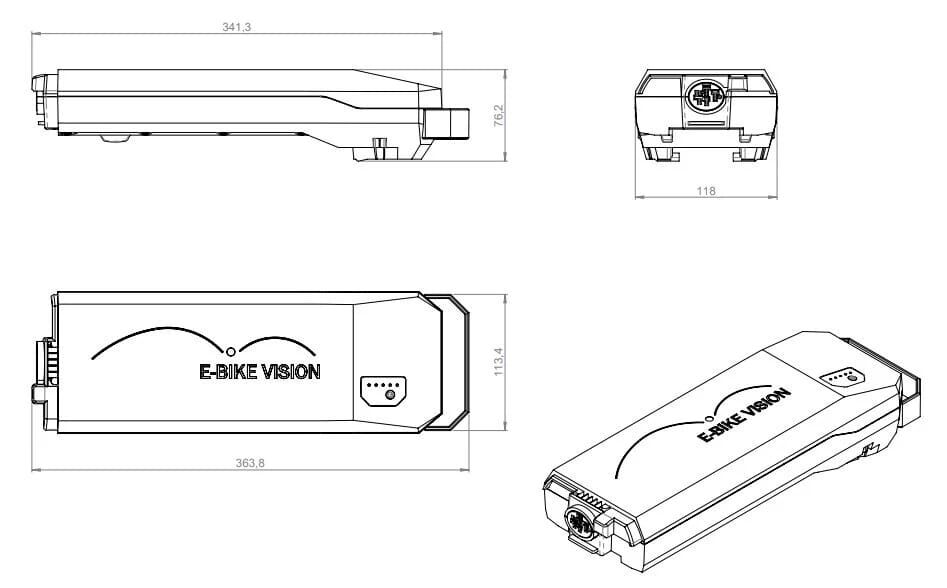 E-Bike Vision Fietsaccu Bosch Lite 360Wh Bagage, Capaciteit: 10 Ah  , 7 image