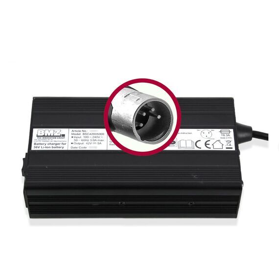 BMZ Charger Li-Ion 42V 5A Plug XLR 4-Polig  